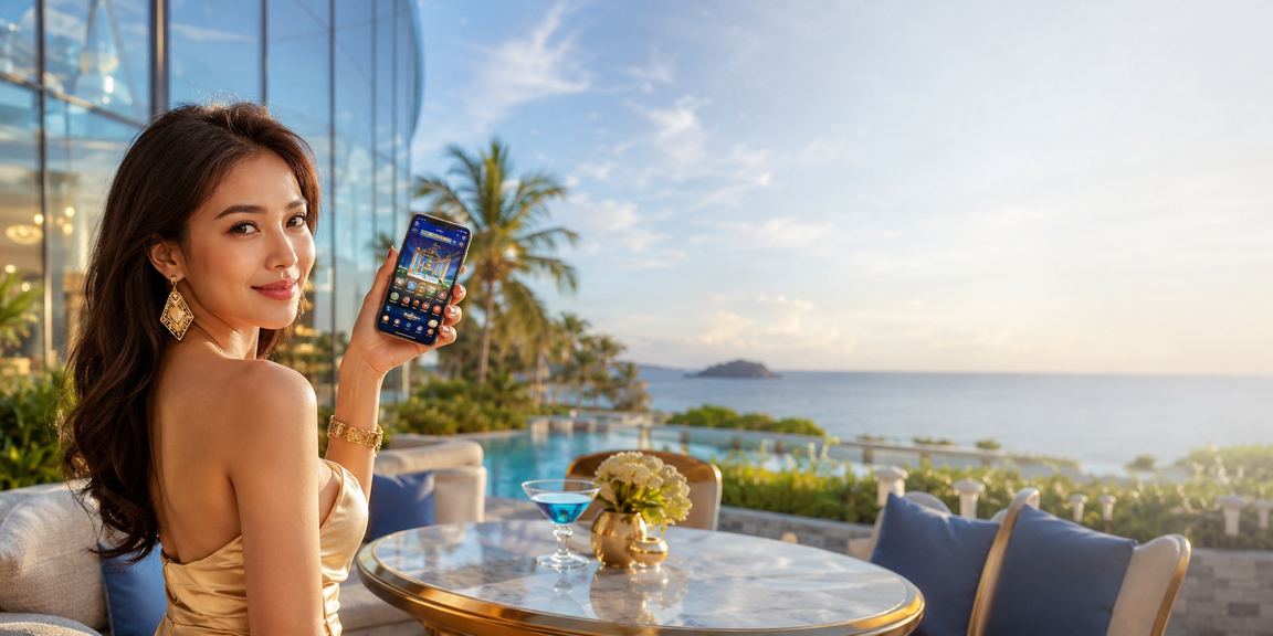 Pemain Malaysia menggunakan aplikasi kasino gmp99 untuk bermain blackjack dari telefon bimbit